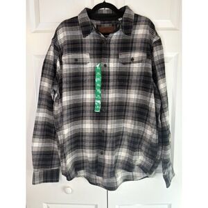 Orvis Flannel Shirt Mens XL Black Plaid Shacket Heavyweight Pockets Shirt NEW